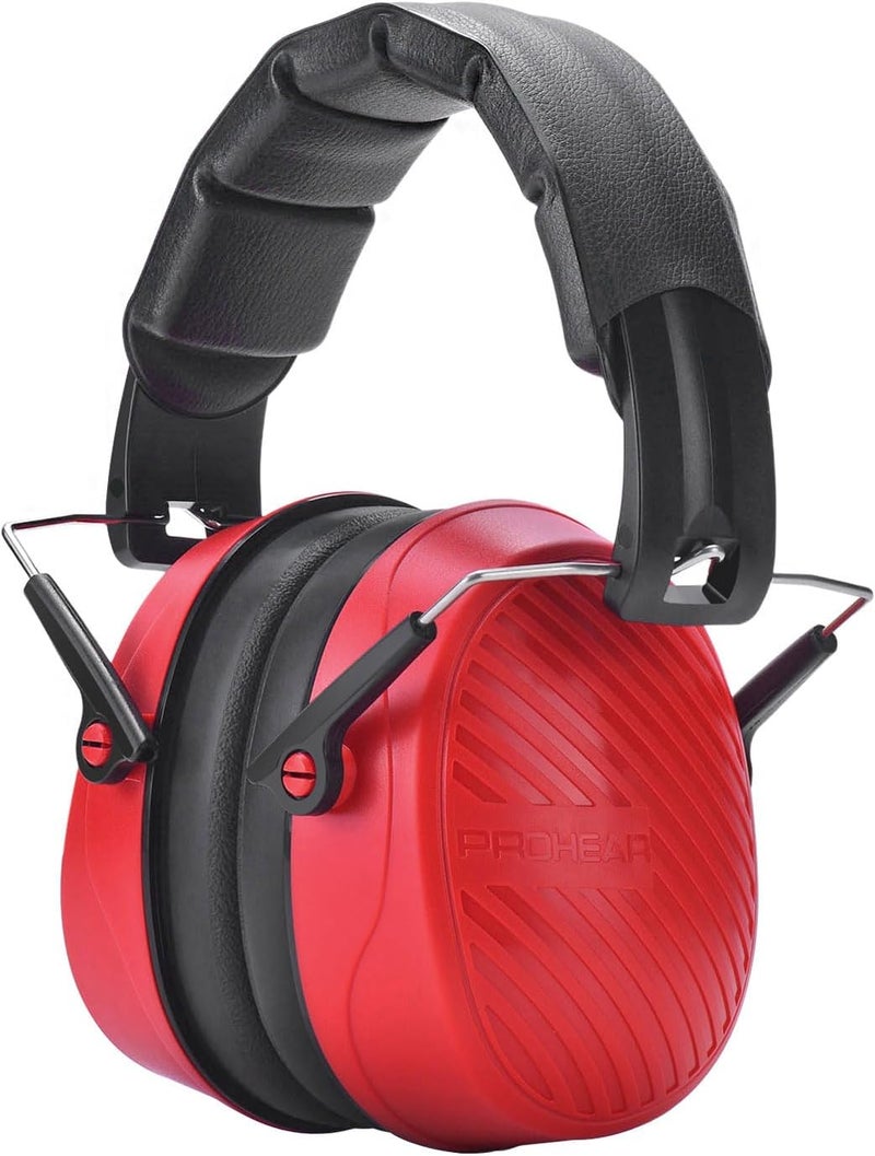 PROHEAR 038 Ear Protection Safety Earmuffs for Mowing, 28dB Noise Reduction Passive Hearing Protector, Compact Foldable Headset for Shooting Construction Power Tools, Red - Image 1